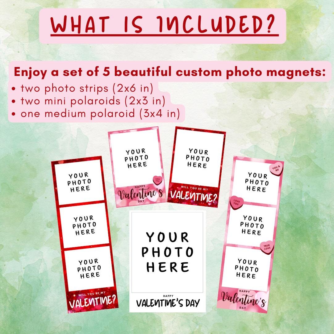 Valentine’s Day Custom Magnetic Photo Strips, Photo Magnet, Photobooth, Custom Photos, Valentine Gift, Photostrip, Polaroid, Polaroid Photo