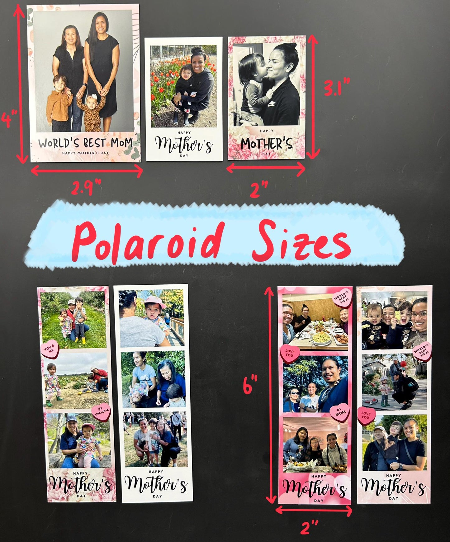 Personalized Mother's Day Gift, Custom Photo Magnets, Polaroid, Gift Idea, Custom Picture Print Magnets, Mothers Day Photo Magnet